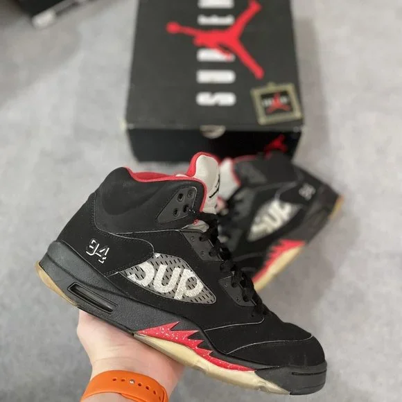 Jordan | Shoes | Size 1 Jordan 5 Retro X Supreme Black 